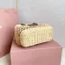 Tan/caramel Woven Fabric Handbag With Leather Trim #B50800