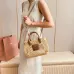 Tan/caramel Woven Fabric Handbag With Leather Trim #B50800