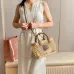Tan/caramel Woven Fabric Handbag With Leather Trim #B50800