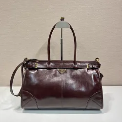 Dark Brown Prada Bonnie medium leather handbag #B50877