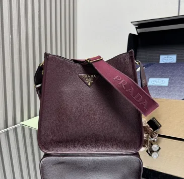 Prada 1BC073 Large Tote Bag - Burgundy Leather Crossbody Style with Adjustable Logo Strap #B59500