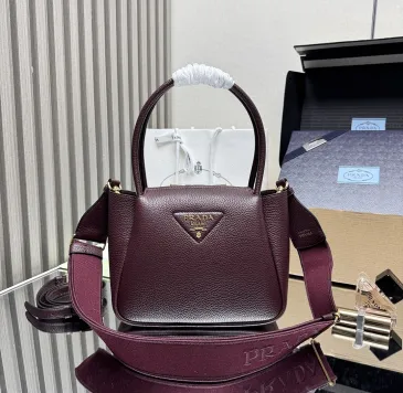 Prada 1BC145 Small Shoulder Bag - Burgundy Textured Leather Top Version with Adjustable Logo Straps #B59499