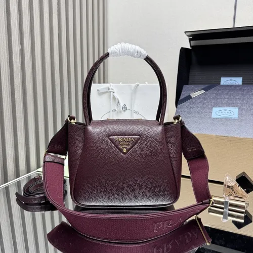 Prada 1BC145 Small Shoulder Bag - Burgundy Textured Leather Top Version with Adjustable Logo Straps #B59499