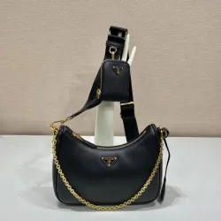 Prada AAA+ Shoulder Bag for Women Black Gold #B36101