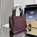 Prada BG335 2025 New Bucket Tote Bag - Burgundy Leather Large Version with Metal Logo #B59493