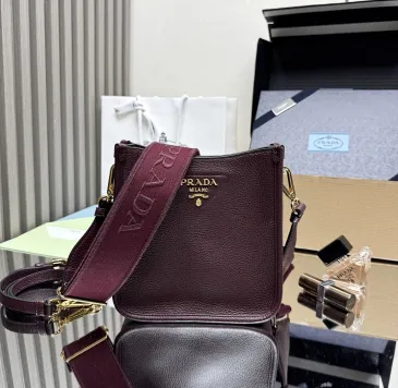 Prada BH191 Mini Shoulder Bag - Burgundy Deer Leather Top Version with Adjustable Straps #B59491