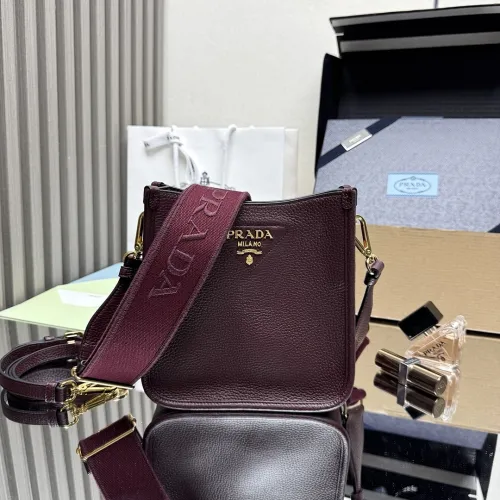 Prada BH191 Mini Shoulder Bag - Burgundy Deer Leather Top Version with Adjustable Straps #B59491