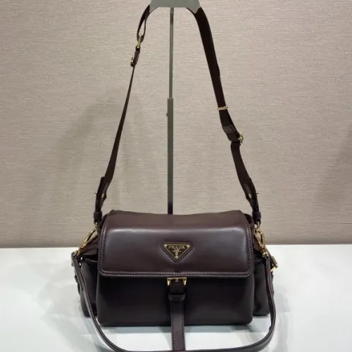 Prada Brown Leather Crossbody Bag 1BD394 #B55656