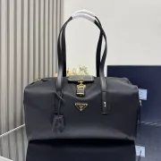 Prada Large Re-nylon Top-handle Bag With Lock In Black #B49846
