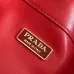Prada Re-Edition Bucket Bag (4 Colors) – Red/Black/White/Brown Fabric with Gold-Tone Chain & Triangle Logo #B59173