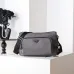 PRADA Men's Dark Gray Re-Nylon Crossbody Messenger Bag with Detachable Pouch – Iconic Triangle Logo Adjustable Strap #B58749