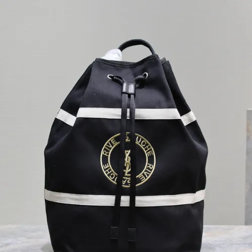 Yves Saint Laurent Rive Gauche Embroidered Drawstring Backpack With Contrast Stripes size:31×49×25 #B54269