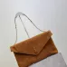 SAINT LAURENT Cassandra Large Envelope Shoulder Bag – Tan Suede with Gold YSL Logo (Detachable Chain Strap) #B58774