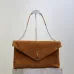 SAINT LAURENT Cassandra Large Envelope Shoulder Bag – Tan Suede with Gold YSL Logo (Detachable Chain Strap) #B58774