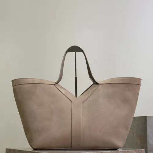 SAINT LAURENT Cassandre Envelope Chain Pouch – Camel Suede Leather with Gold YSL Logo #B58754