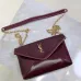 SAINT LAURENT Cassandre Envelope Chain Pouch – Hot Wine Lambskin Leather with Gold YSL Logo #B58752