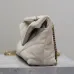 SAINT LAURENT Loulou Medium Shoulder Bag – Light Beige Suede with Chevron Quilt & Gold YSL Logo (Convertible Chain Strap) #B58764