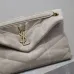 SAINT LAURENT Loulou Medium Shoulder Bag – Light Beige Suede with Chevron Quilt & Gold YSL Logo (Convertible Chain Strap) #B58764