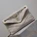 SAINT LAURENT Loulou Medium Shoulder Bag – Light Beige Suede with Chevron Quilt & Gold YSL Logo (Convertible Chain Strap) #B58764