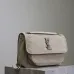 SAINT LAURENT Loulou Medium Shoulder Bag – Light Beige Suede with Chevron Quilt & Tone-On-Tone YSL Logo (Convertible Chain Strap) #B58767
