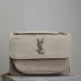 SAINT LAURENT Loulou Medium Shoulder Bag – Light Beige Suede with Chevron Quilt & Tone-On-Tone YSL Logo (Convertible Chain Strap) #B58767