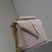 SAINT LAURENT Loulou Small Envelope Crossbody Bag – Blush Suede with Chevron Quilt & Gold YSL Logo (Detachable Chain Strap) #B58772