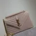 SAINT LAURENT Loulou Small Envelope Crossbody Bag – Blush Suede with Chevron Quilt & Gold YSL Logo (Detachable Chain Strap) #B58772