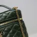 Saint Laurent 819285 GABY Mini Chain Cosmetic Bag - Dark Green Quilted Leather with Detachable Strap #B59504