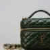 Saint Laurent 819285 GABY Mini Chain Cosmetic Bag - Dark Green Quilted Leather with Detachable Strap #B59504