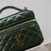 Saint Laurent 819285 GABY Mini Chain Cosmetic Bag - Dark Green Quilted Leather with Detachable Strap #B59504