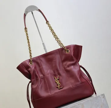Saint Laurent 833948 Jamie 4.3 Large POCHON Bucket Bag - Burgundy Lambskin with Chain Strap #B59503