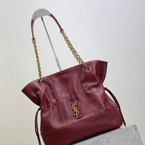 Saint Laurent 833948 Jamie 4.3 Large POCHON Bucket Bag - Burgundy Lambskin with Chain Strap #B59503