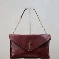 Saint Laurent Envelope Chain Clutch (841702) - Convertible Strap, Soft Leather, 35×22×3cm #B59981