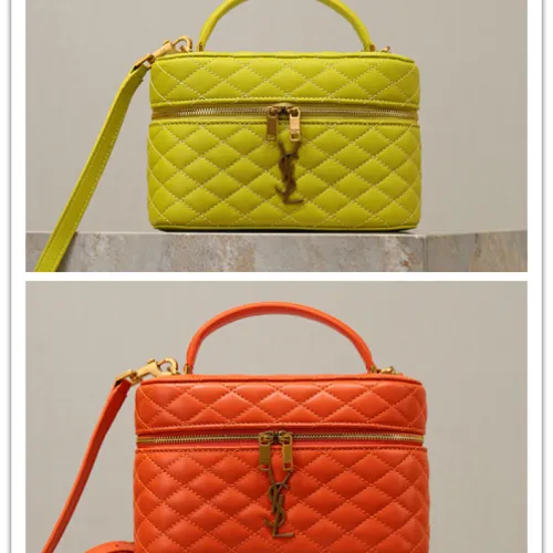 Saint Laurent GABY MINI Box Bag (766731) - Yellow, Sheepskin Quilted, Double Zipper, 18×11×6.5cm #B59986