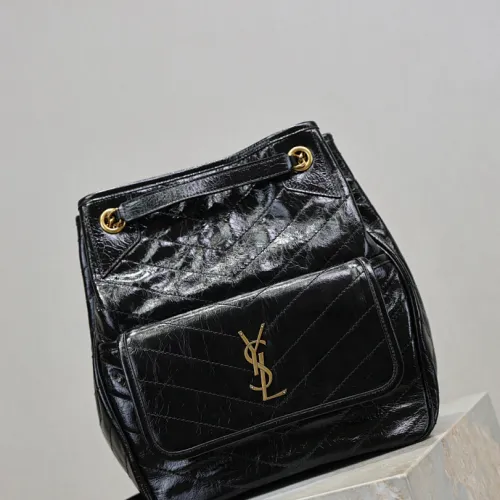 Saint Laurent Niki Crinkled Leather Tote (862295) - Logo Detail, Adjustable Strap, 25×30×8-12cm #B59978