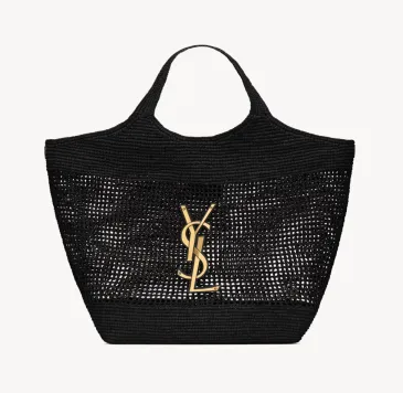 Saint Laurent  YSL ICARE in raffia in Black #B65738