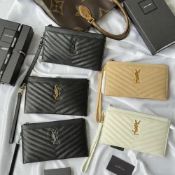 YSL Caviar Leather Zip Clutch Pouch 423297 W23xH13cm #B67181 YSL Caviar Leather Zip Clutch Pouch 423297 W23xH13cm #B67181