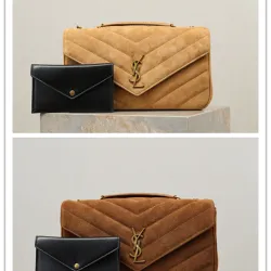 YSL LouLou Quilted Suede Shoulder Bag, 29 x 17 x 8 cm #B63191 YSL LouLou Quilted Suede Shoulder Bag, 29 x 17 x 8 cm #B63191