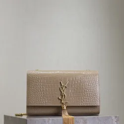 YSL Saint Laurent Kate Tassel Small Croc-Embossed Leather size:24×15×5cm #B53645