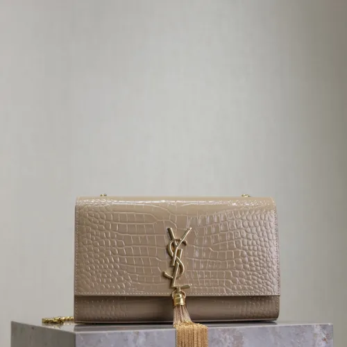 YSL Saint Laurent Kate Tassel Small Croc-Embossed Leather size:24×15×5cm #B53645