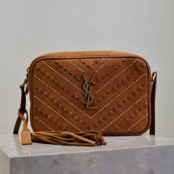 YSL Saint Laurent Lou suede camera bag brown size:23×16×6cm #B53689