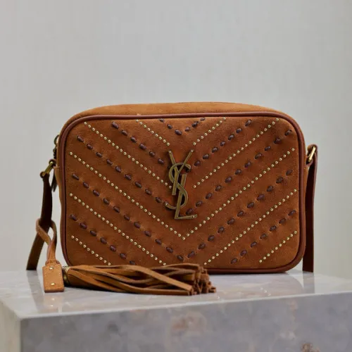 YSL Saint Laurent Lou suede camera bag brown size:23×16×6cm #B53689