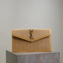 YSL UPTOWN pouch in micro raffia | Saint Laurent size:27×16×2cm #B53644
