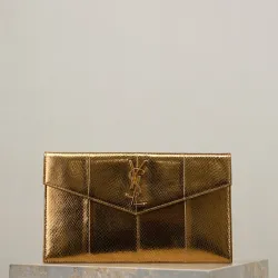 YSL Uptown Gold Snakeskin Clutch, 27 x 16 x 2 cm #B63194 YSL Uptown Gold Snakeskin Clutch, 27 x 16 x 2 cm #B63194