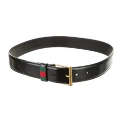  Web Accent Leather Belt Black #B57276