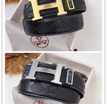 Hermes H Buckle Leather Belt 3.8 cm #B45657