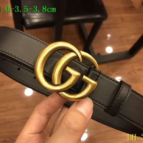 Leather Men's Gucci AAA+ black Belts double G buckle #9111462