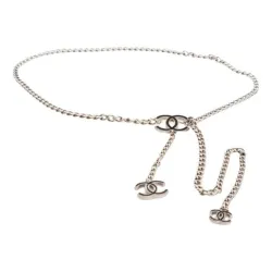 Chanel Silver Tone Enamel CC Charm Chain Belt #B54116