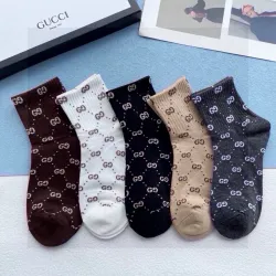 Gucci Striped Cotton Crew Socks with Logo #B45565