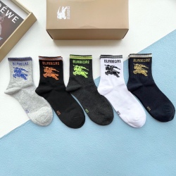 High quality  classic fashion design cotton socks hot sell brand Burberry socks for  women and man 5 pairs #999930302